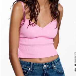 Zara Pink Ribbed Crop Top